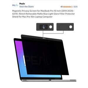 Peslv Magnetic Privacy Screen for Macbook Pro 16 Inch 2019-Removable